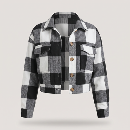 CROPPED CHECK SHIRT JACKET
