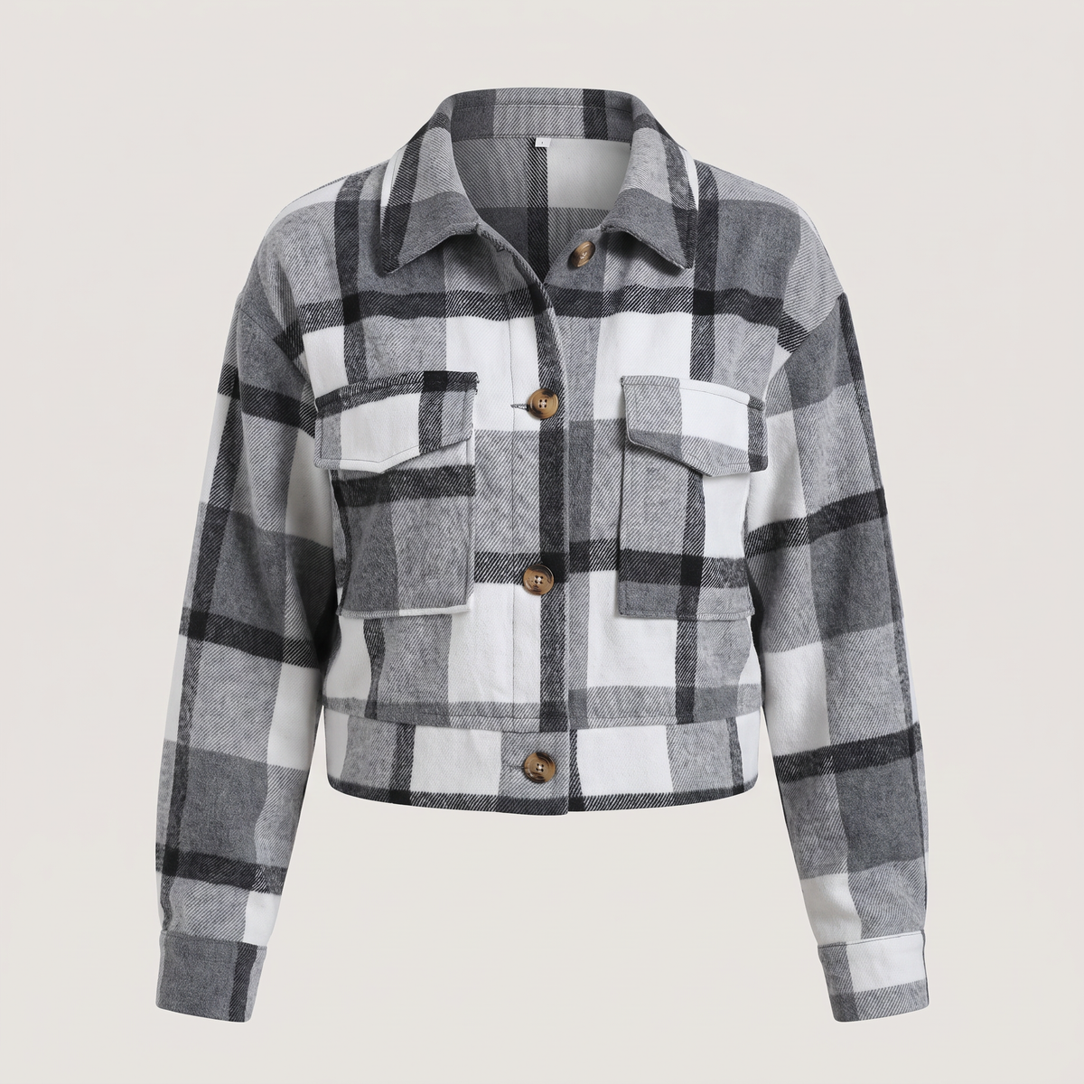 CROPPED CHECK SHIRT JACKET