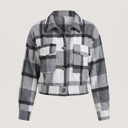 CROPPED CHECK SHIRT JACKET