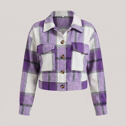 CROPPED CHECK SHIRT JACKET