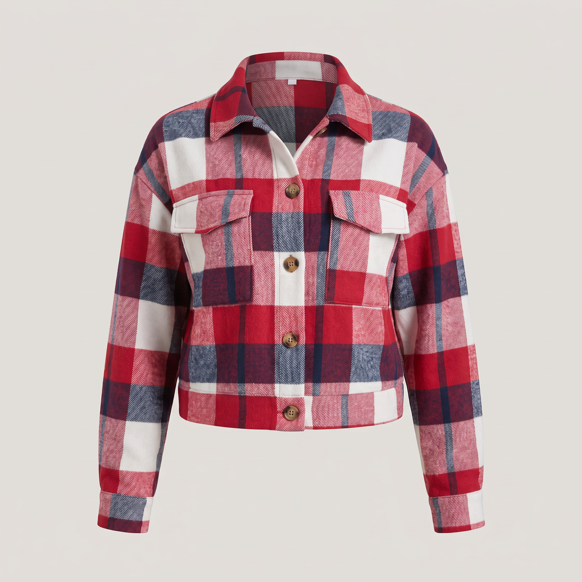 CROPPED CHECK SHIRT JACKET