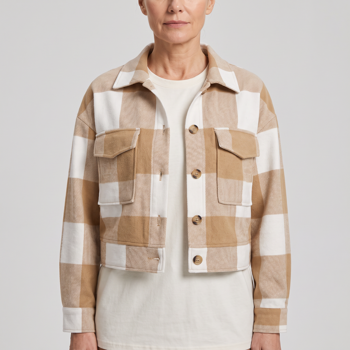 CROPPED CHECK SHIRT JACKET