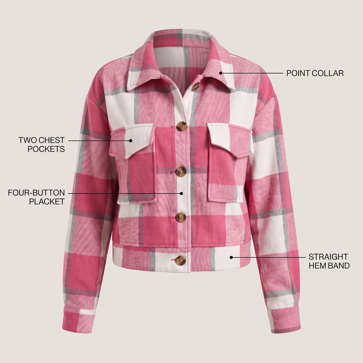 CROPPED CHECK SHIRT JACKET