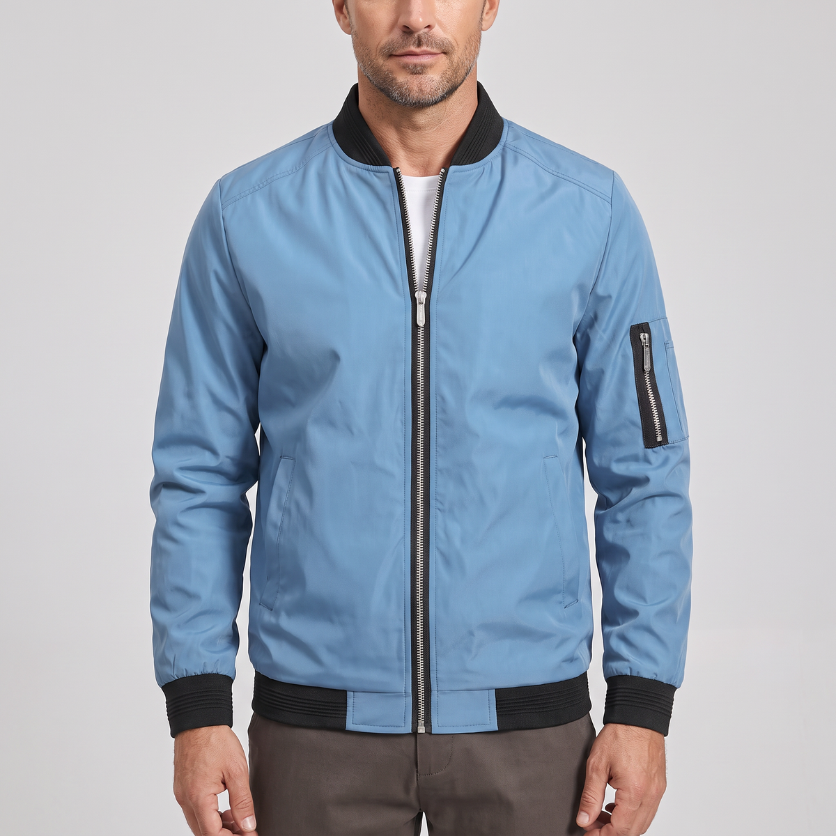 SLEEVE ZIP BOMBER JACKET