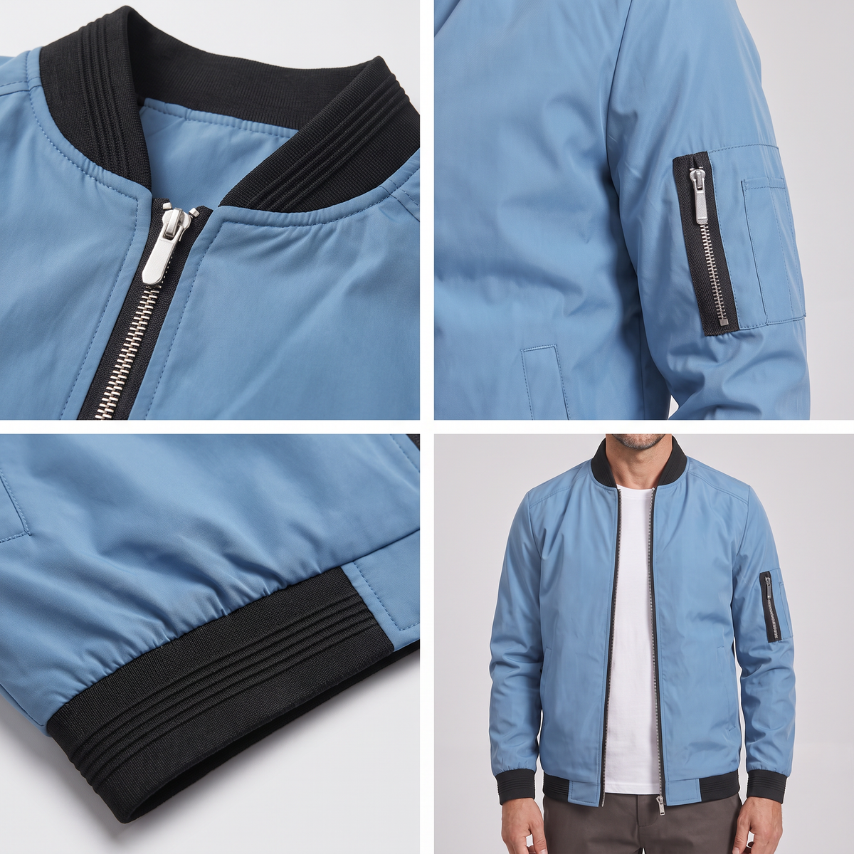 SLEEVE ZIP BOMBER JACKET