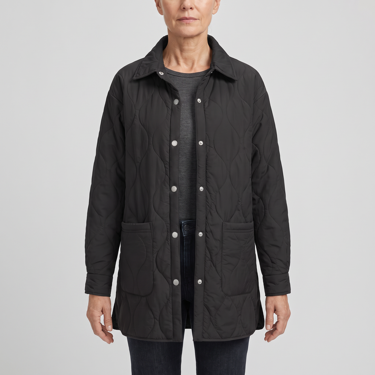 COLLARED QUILTED LAYER