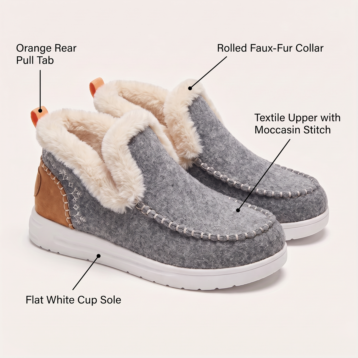 STITCHED WINTER SLIP-ON BOOTS