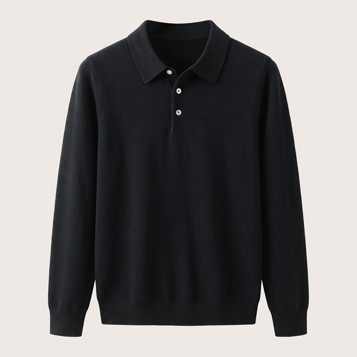 FINE KNIT POLO PULLOVER