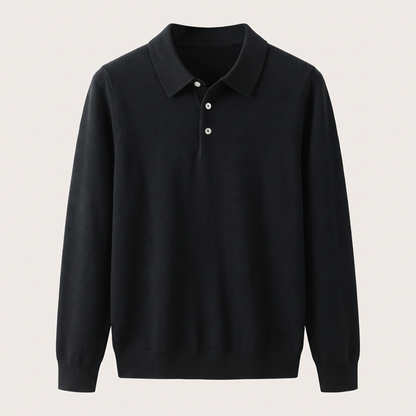 FINE KNIT POLO PULLOVER
