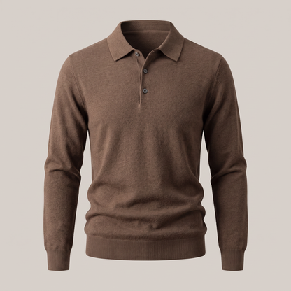 FINE KNIT POLO PULLOVER