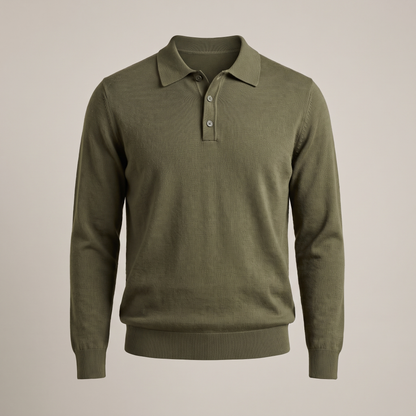 FINE KNIT POLO PULLOVER