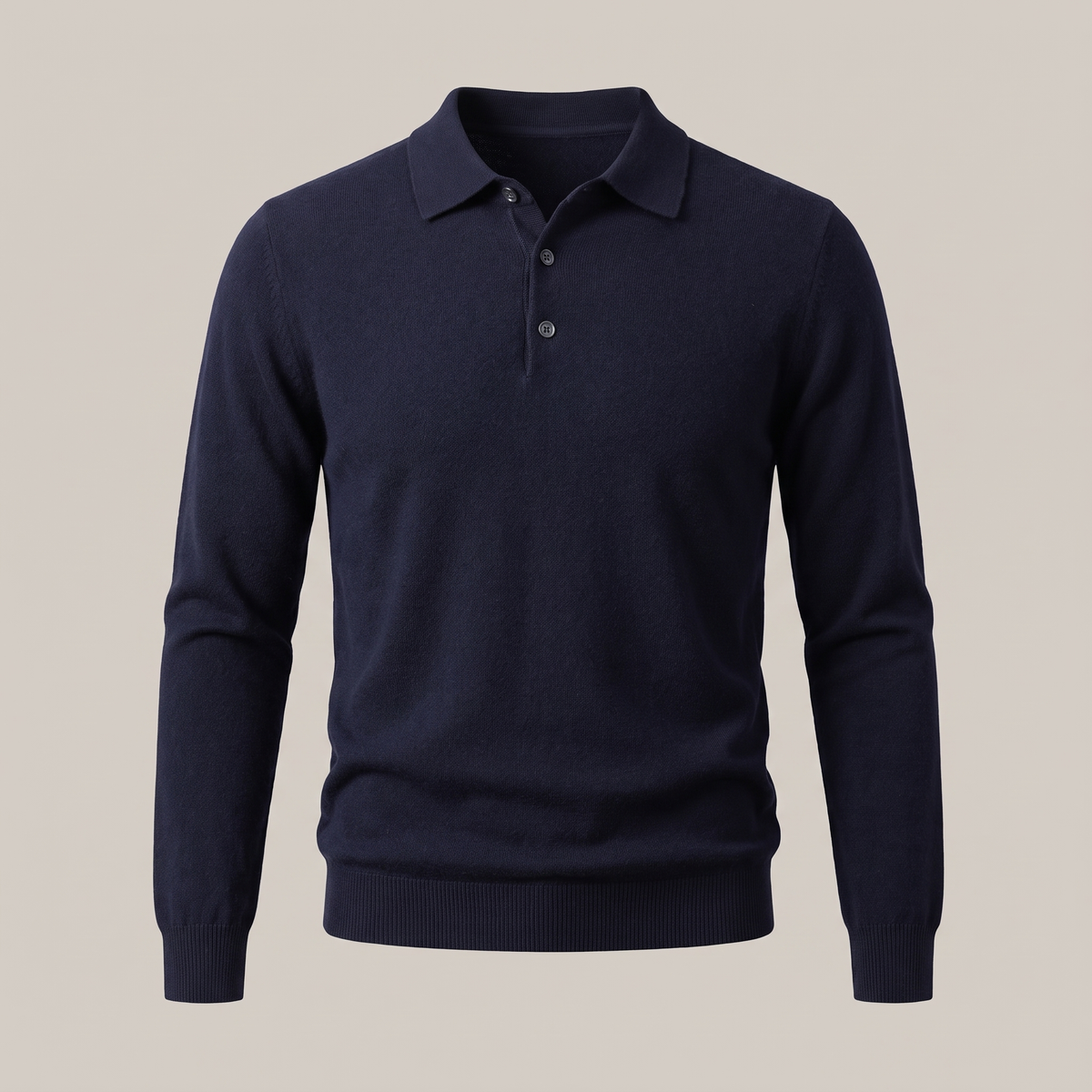 FINE KNIT POLO PULLOVER