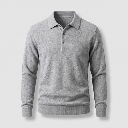 FINE KNIT POLO PULLOVER