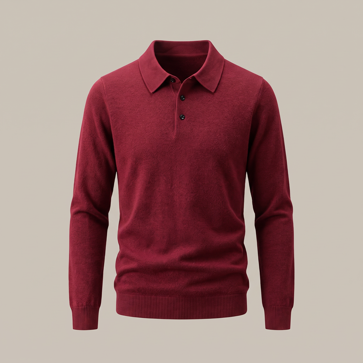 FINE KNIT POLO PULLOVER