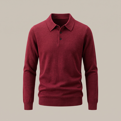 FINE KNIT POLO PULLOVER