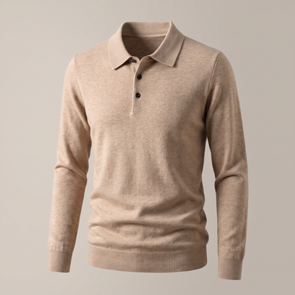 FINE KNIT POLO PULLOVER