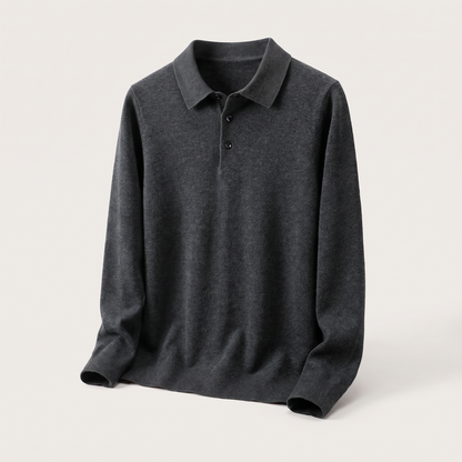 FINE KNIT POLO PULLOVER