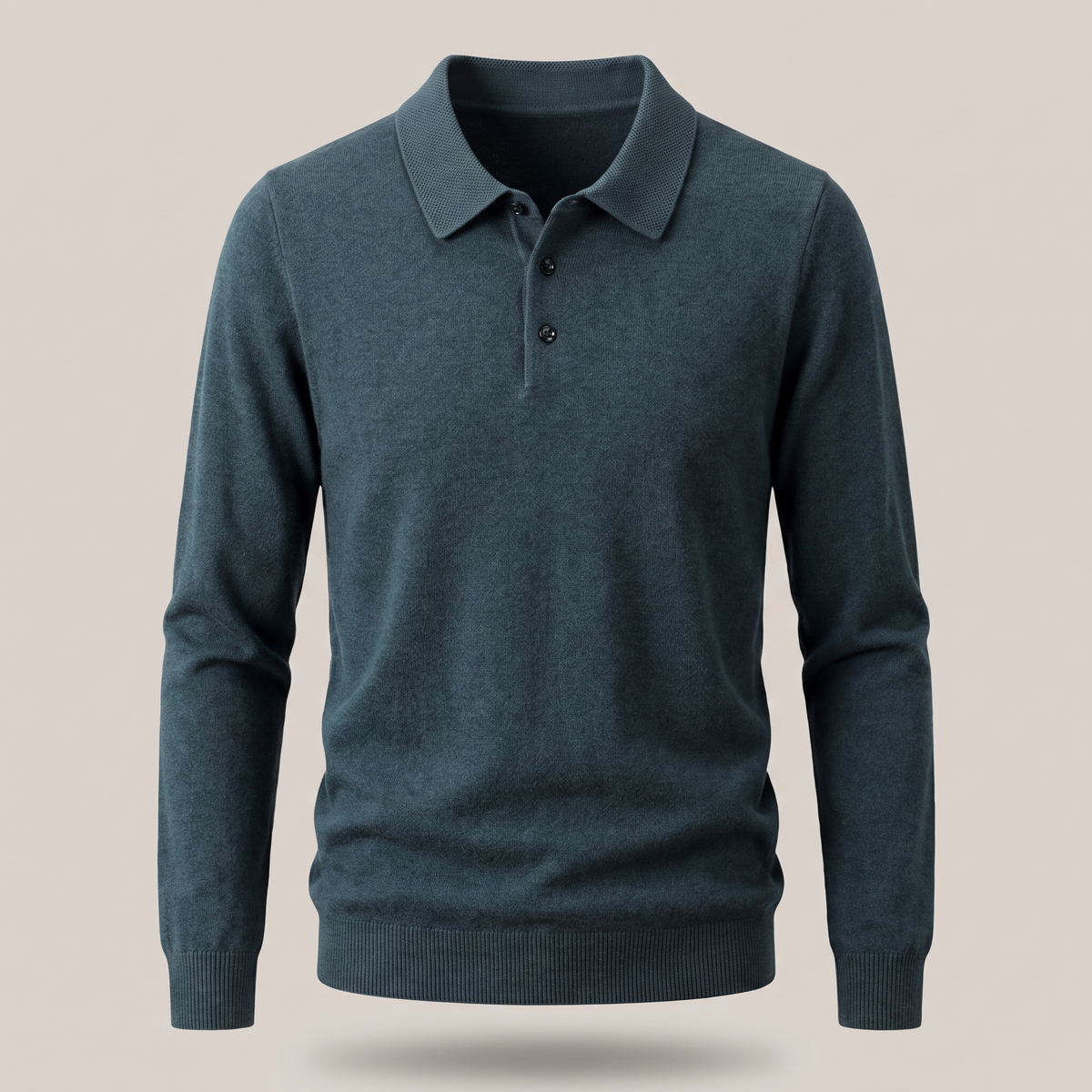 FINE KNIT POLO PULLOVER