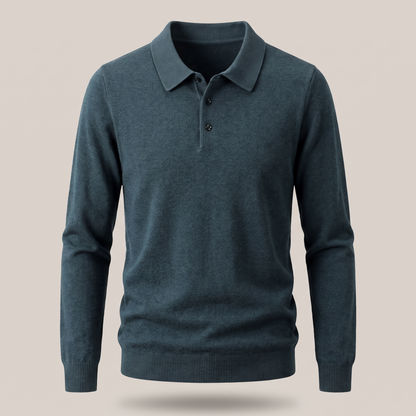 FINE KNIT POLO PULLOVER
