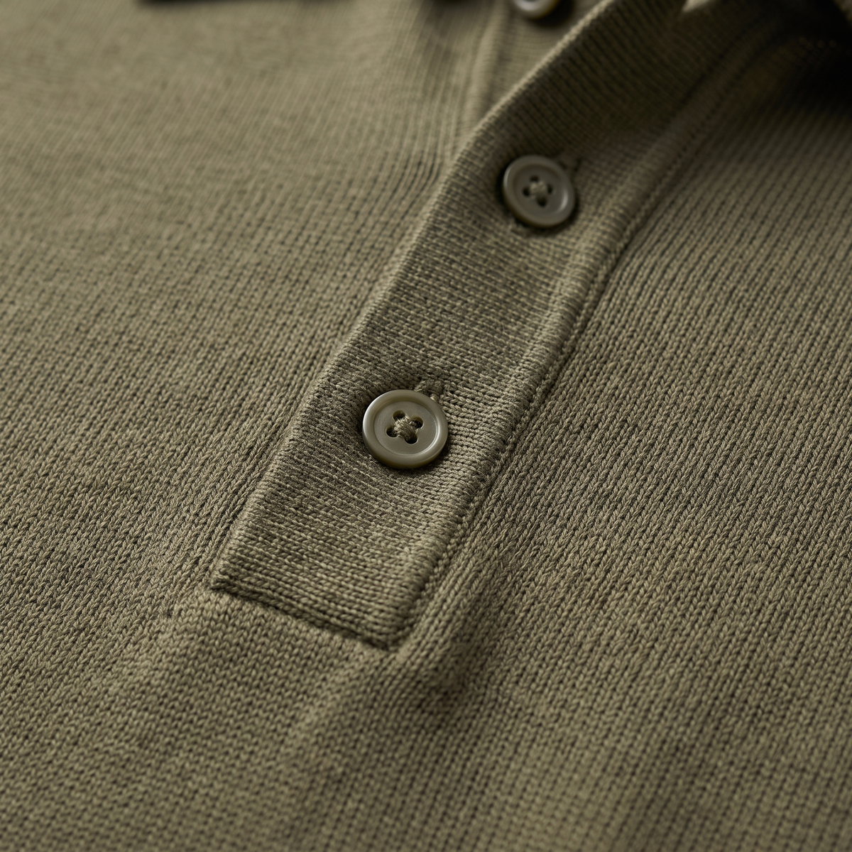 FINE KNIT POLO PULLOVER