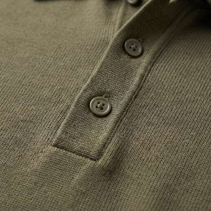 FINE KNIT POLO PULLOVER