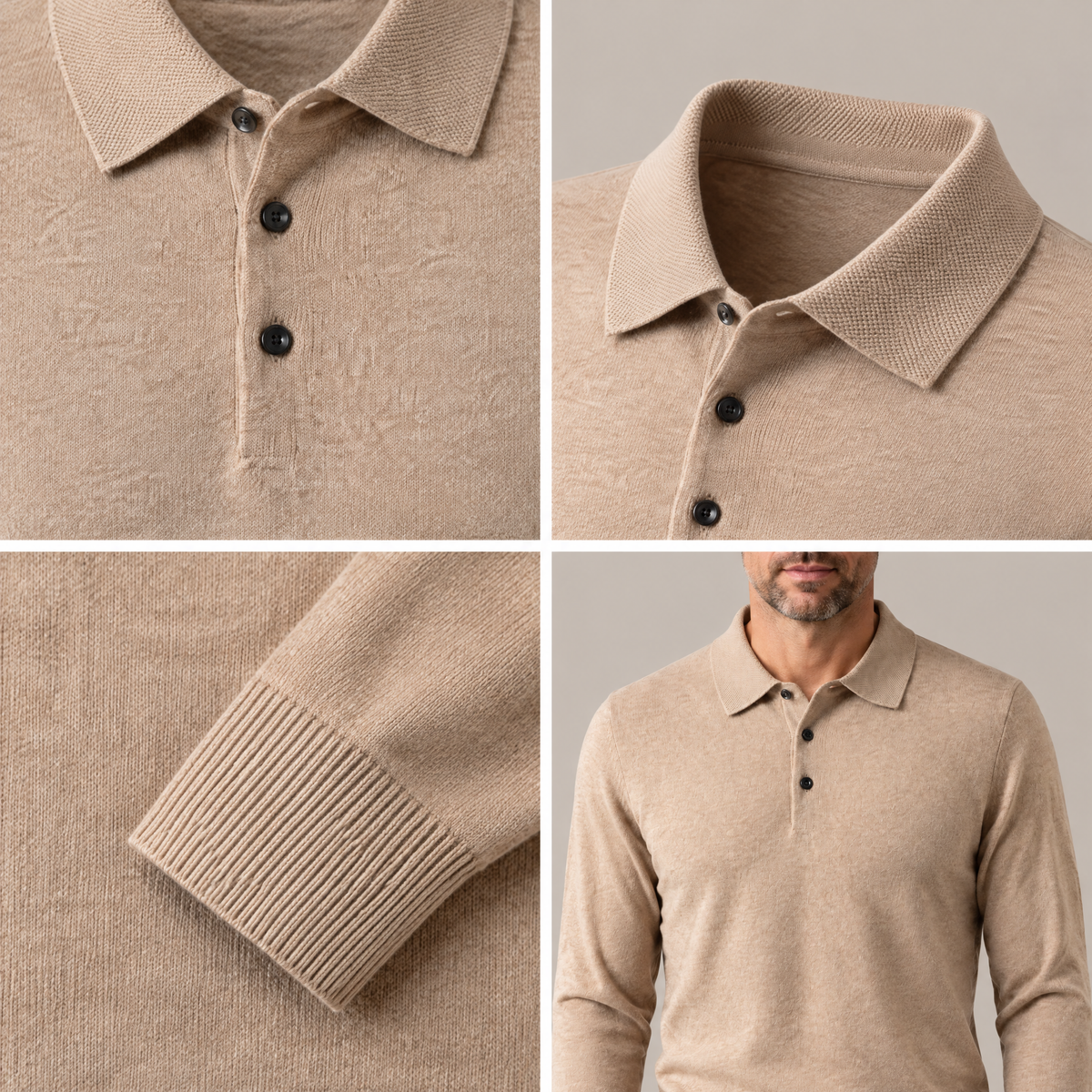 FINE KNIT POLO PULLOVER