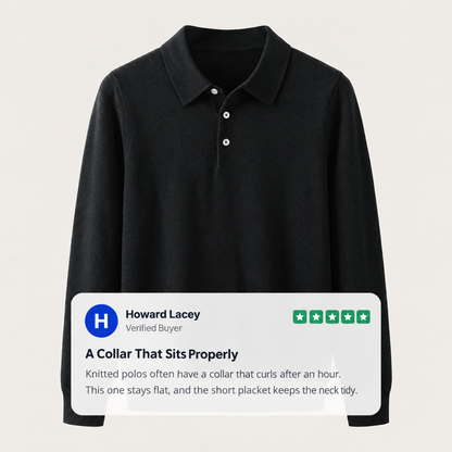 FINE KNIT POLO PULLOVER