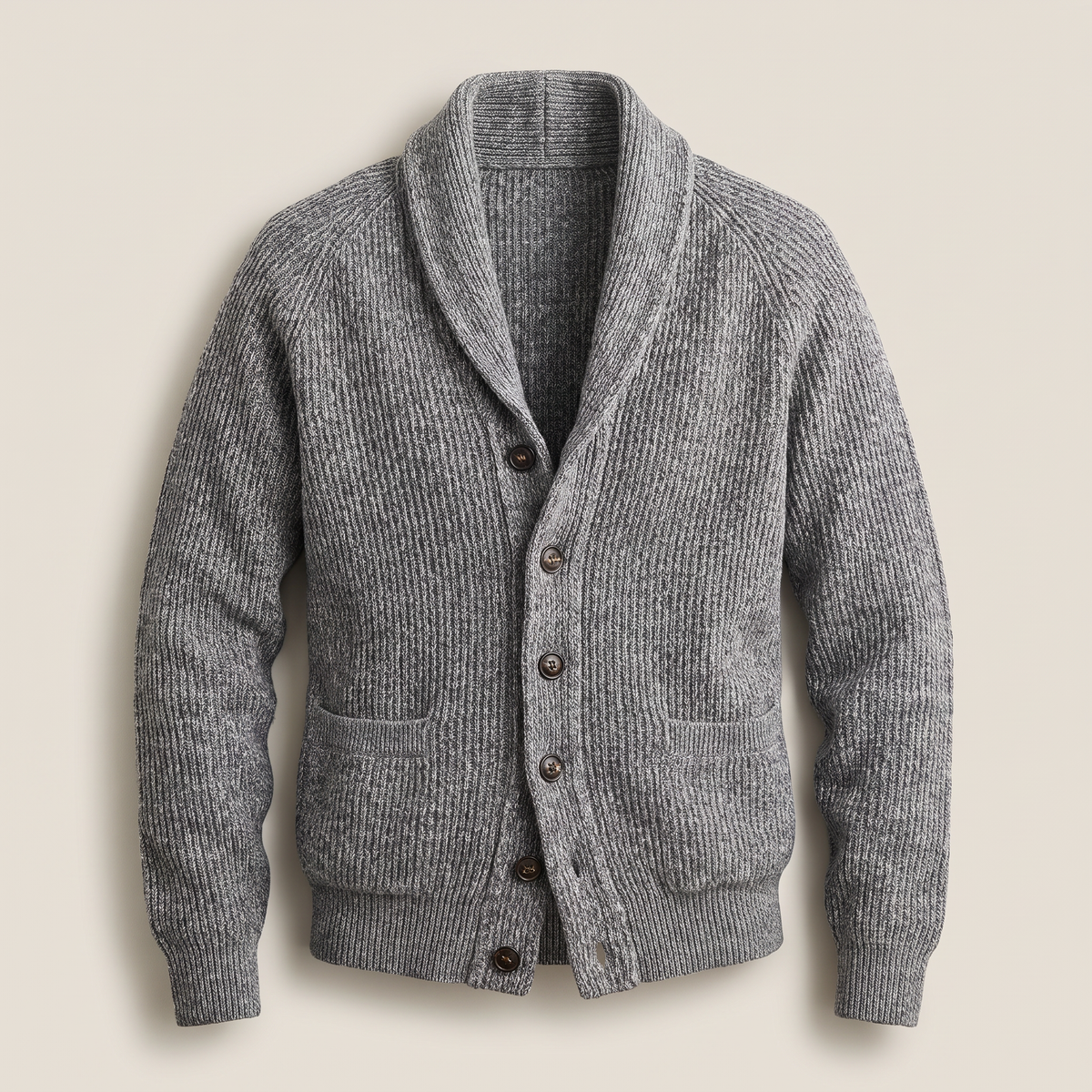 SHAWL COLLAR RIBBED CARDIGAN