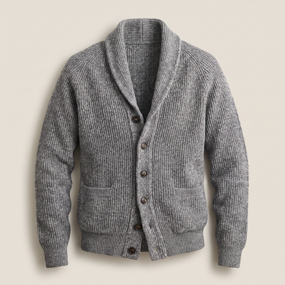 SHAWL COLLAR RIBBED CARDIGAN