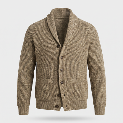 SHAWL COLLAR RIBBED CARDIGAN
