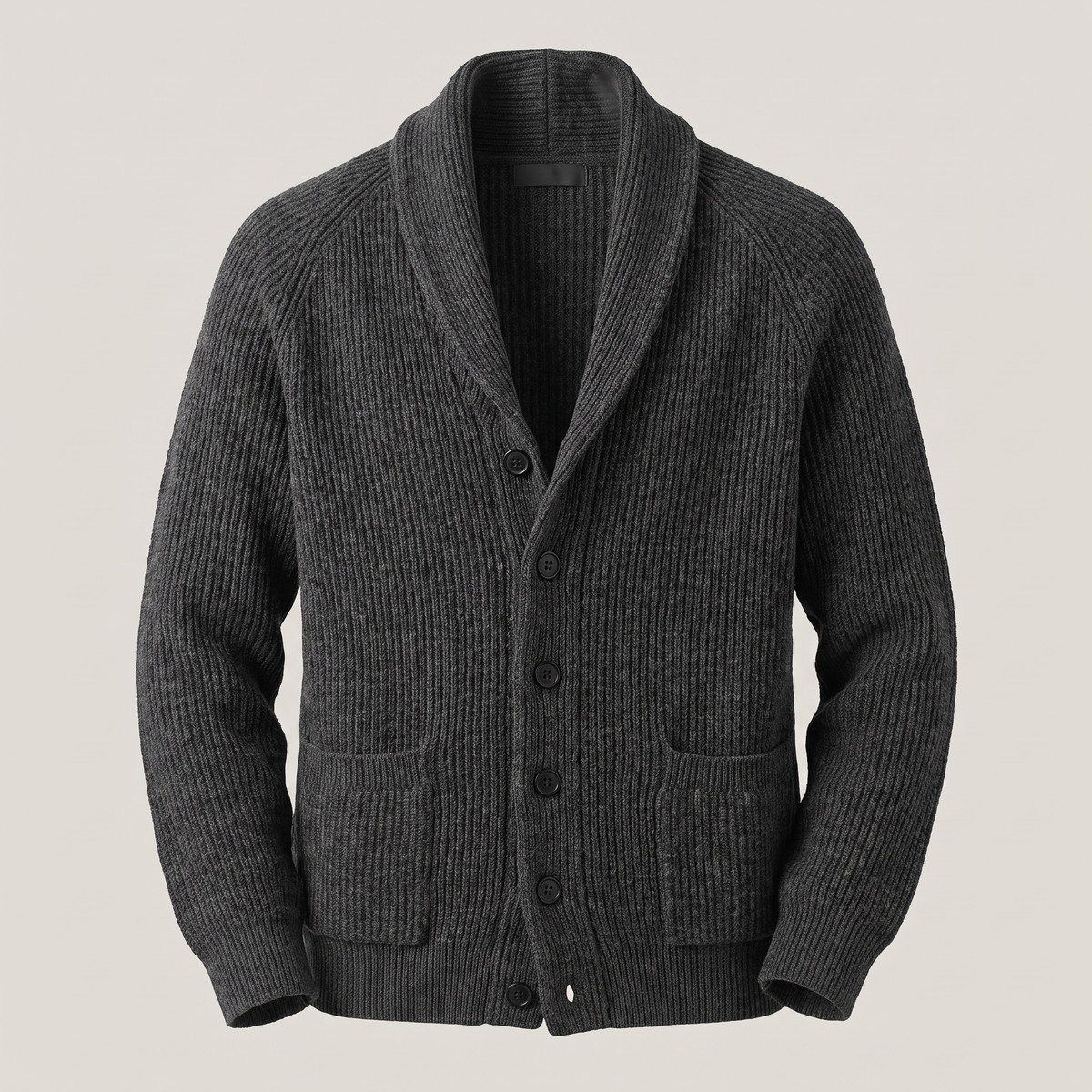SHAWL COLLAR RIBBED CARDIGAN