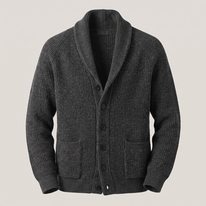 SHAWL COLLAR RIBBED CARDIGAN