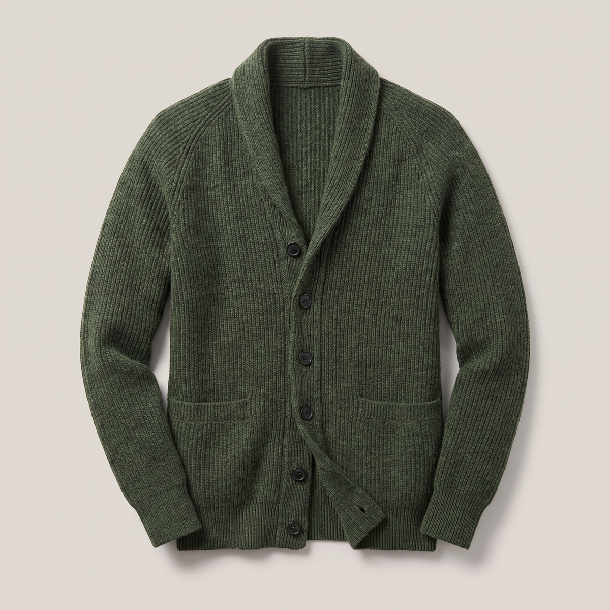 SHAWL COLLAR RIBBED CARDIGAN