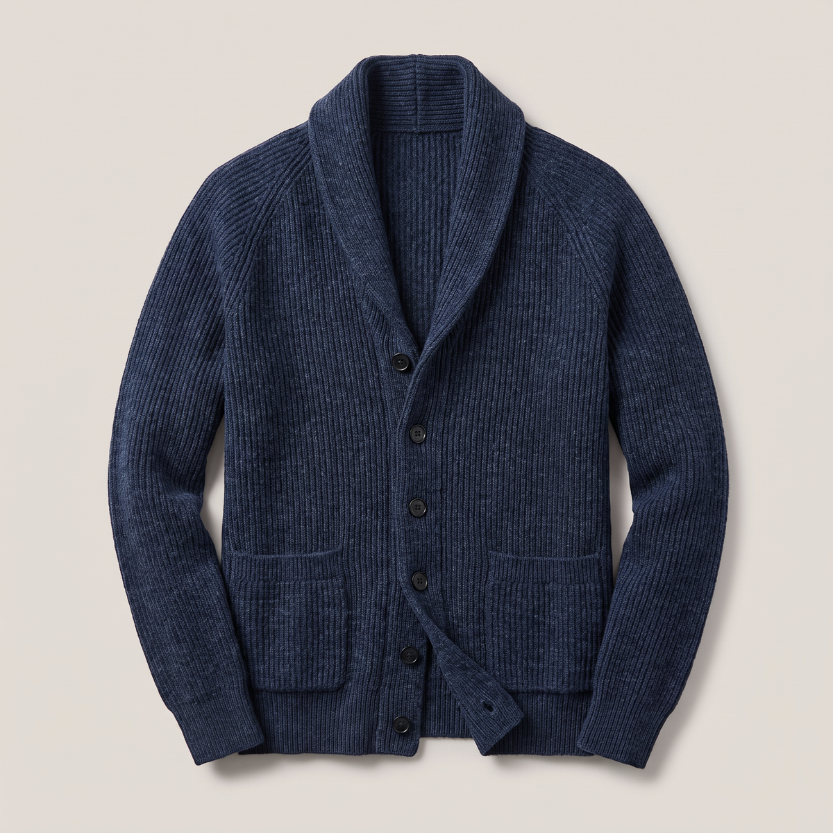 SHAWL COLLAR RIBBED CARDIGAN