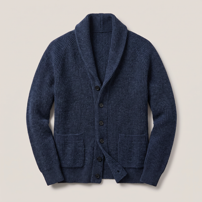 SHAWL COLLAR RIBBED CARDIGAN