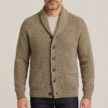 SHAWL COLLAR RIBBED CARDIGAN