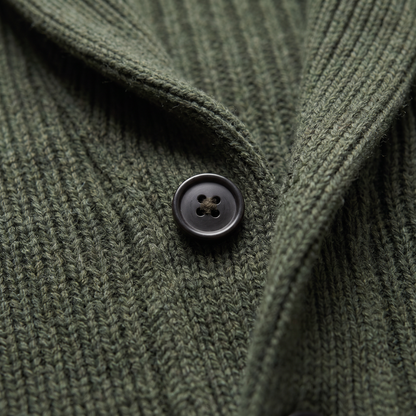 SHAWL COLLAR RIBBED CARDIGAN