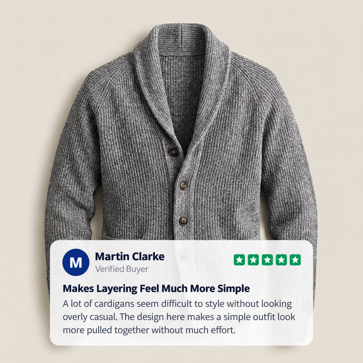 SHAWL COLLAR RIBBED CARDIGAN