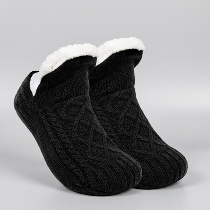 FLEECE LINED KNIT SLIPPERS