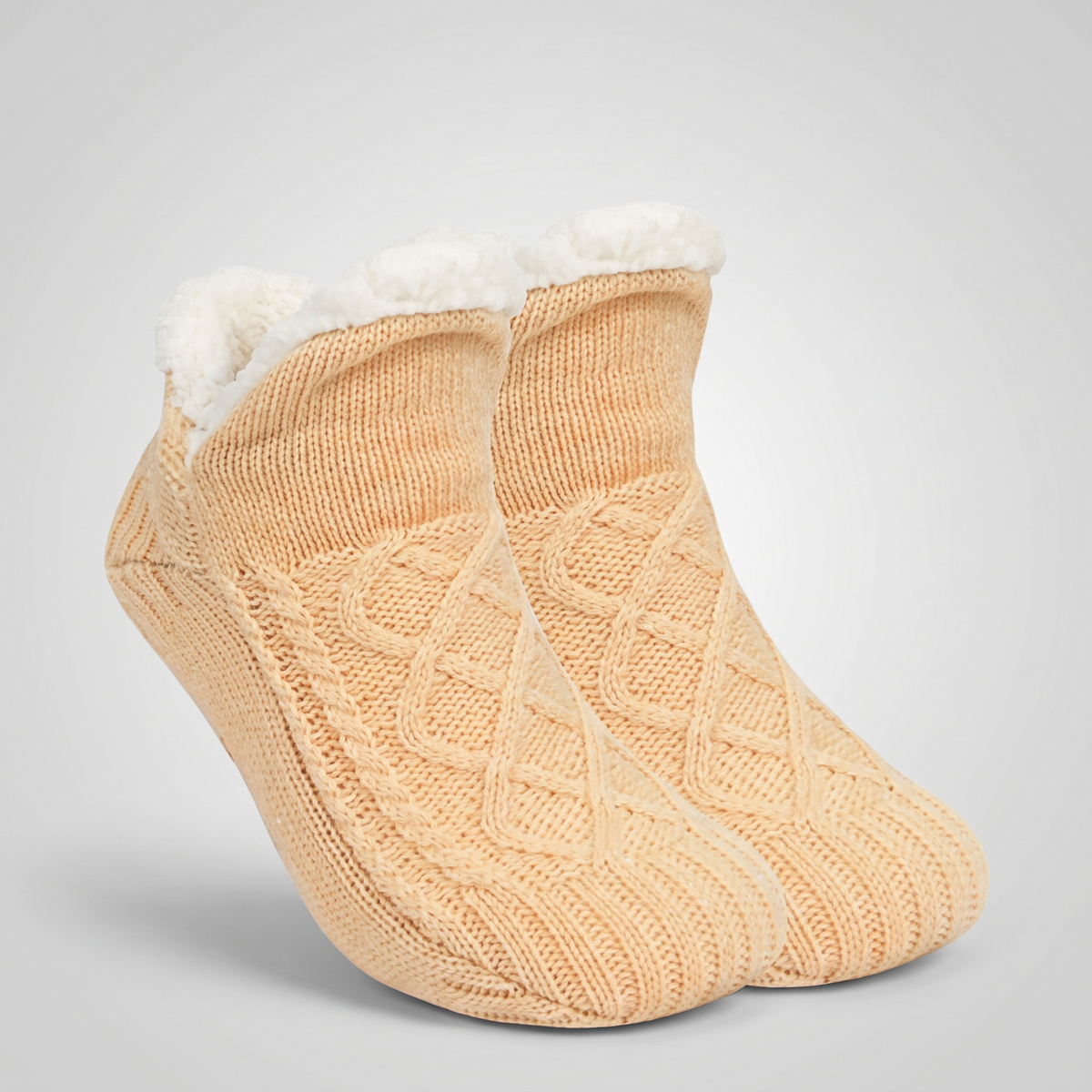 FLEECE LINED KNIT SLIPPERS