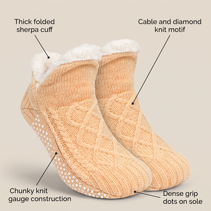 FLEECE LINED KNIT SLIPPERS
