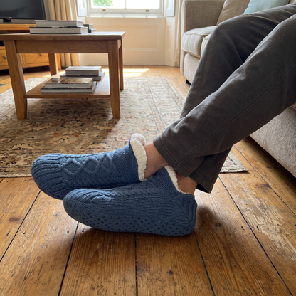 FLEECE LINED KNIT SLIPPERS