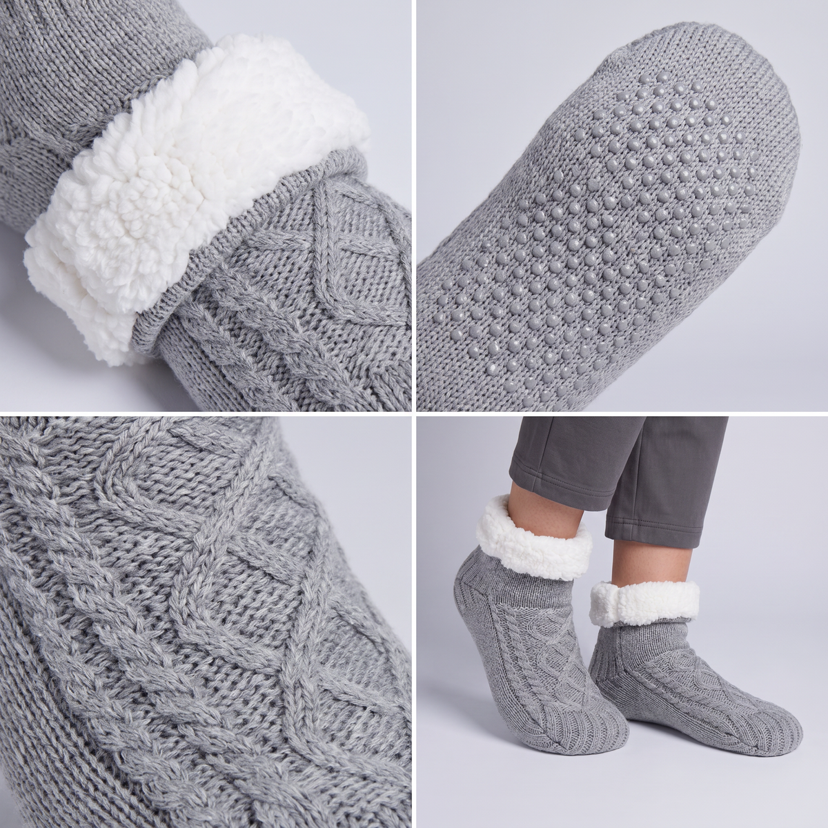 FLEECE LINED KNIT SLIPPERS