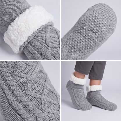 FLEECE LINED KNIT SLIPPERS