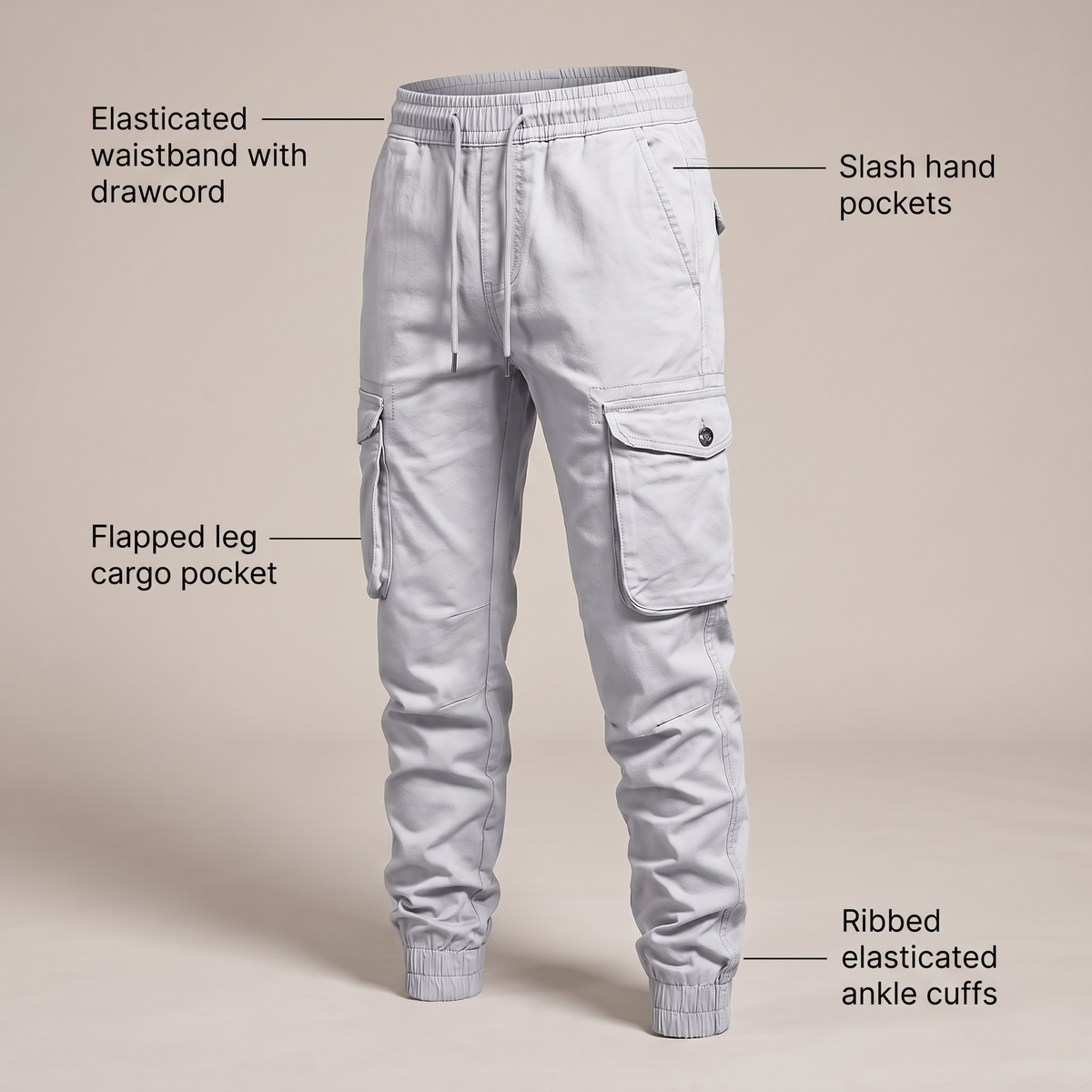 TAPERED CARGO WORK TROUSERS