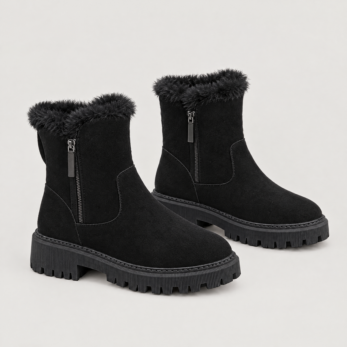 CLEATED SOLE WINTER ANKLE BOOTS