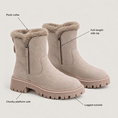 CLEATED SOLE WINTER ANKLE BOOTS