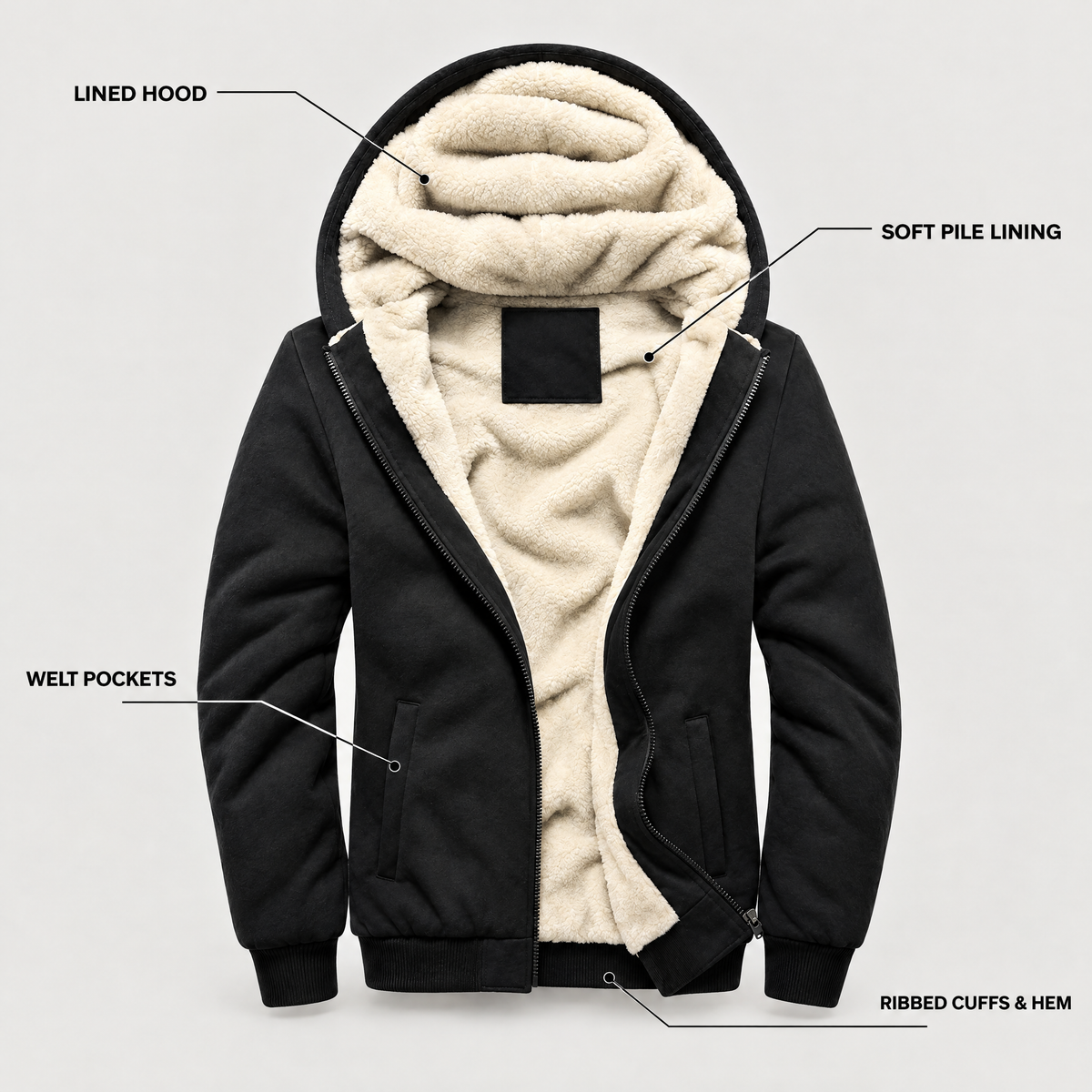 PLUSH HOOD THERMAL ZIP JACKET