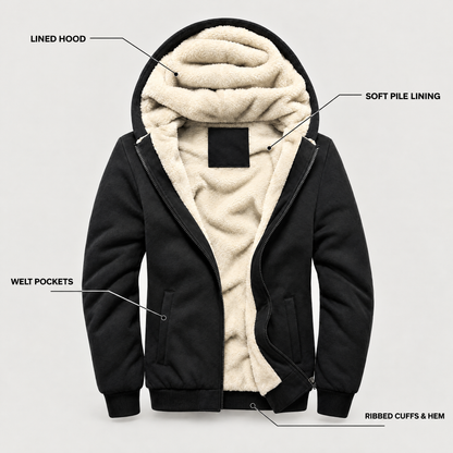 PLUSH HOOD THERMAL ZIP JACKET