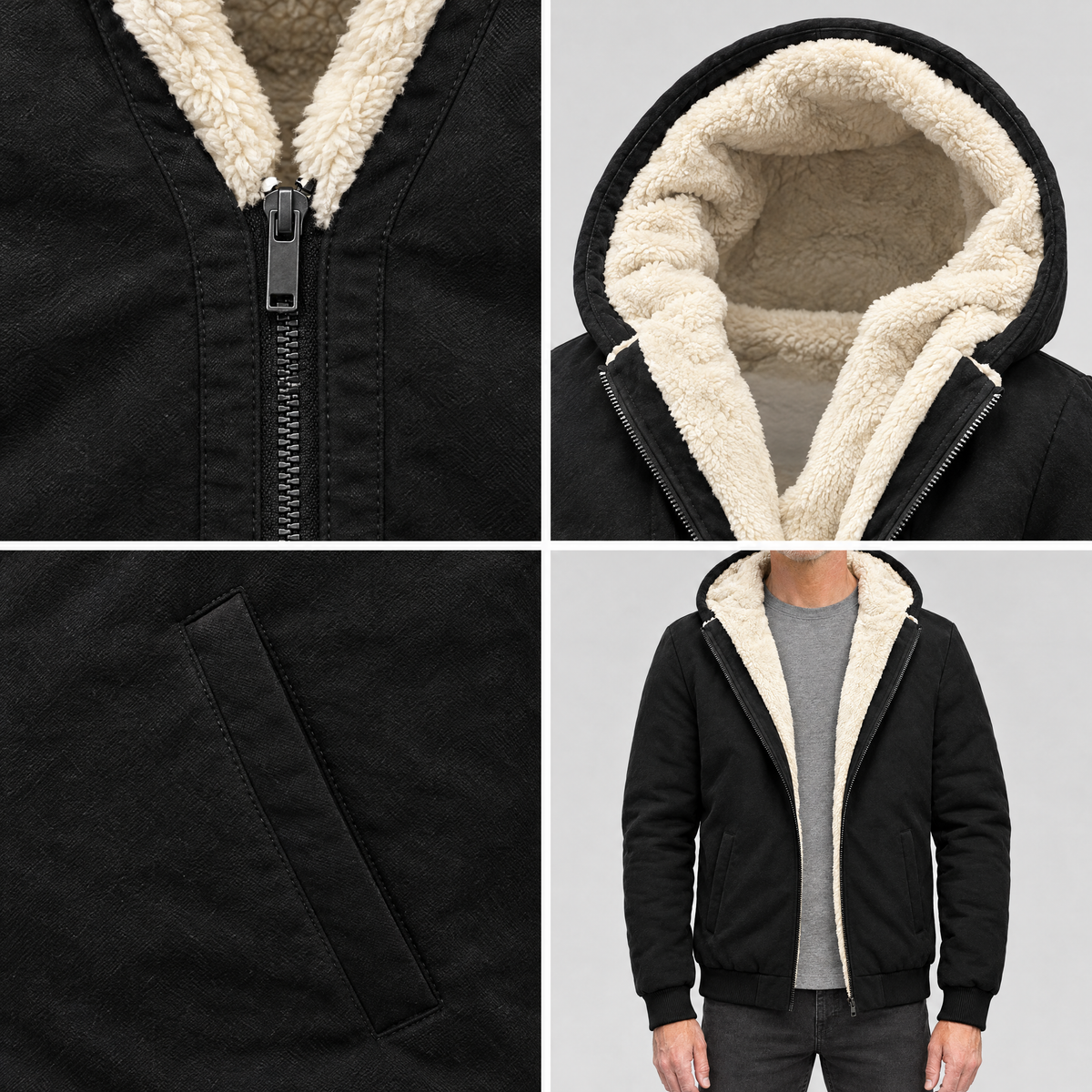 PLUSH HOOD THERMAL ZIP JACKET